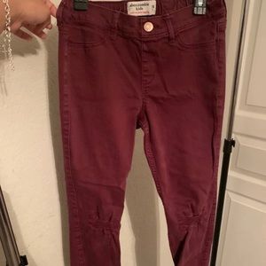 abercrombie kids 13/14 maroon jean legging